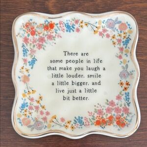 Floral Ceramic Quote Trinket Tray
